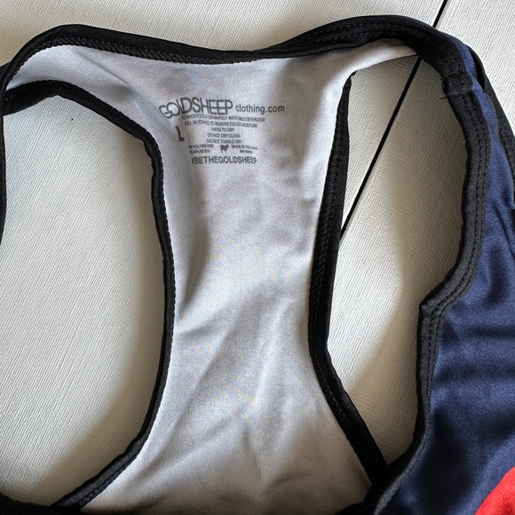 Soulcycle ASPN Goldsheep Sports Bra with Stripe Design Size L - Picture 2 of 3